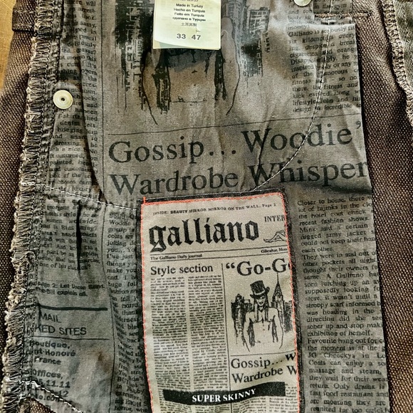 Galliano Jeans, Brown wet denim, new, super skinny Size 33/35 - Picture 9 of 10